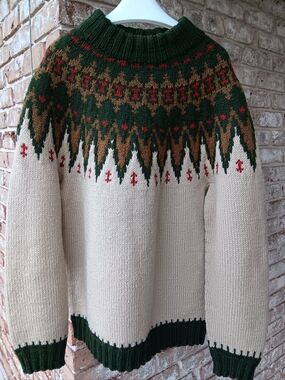 Danish Handknit Fair Isle Wool Sweater